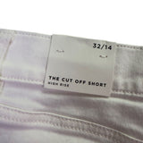 Loft Womens White Cotton Blend Frayed Hem Denim Shorts Casual Summer Size 32/14