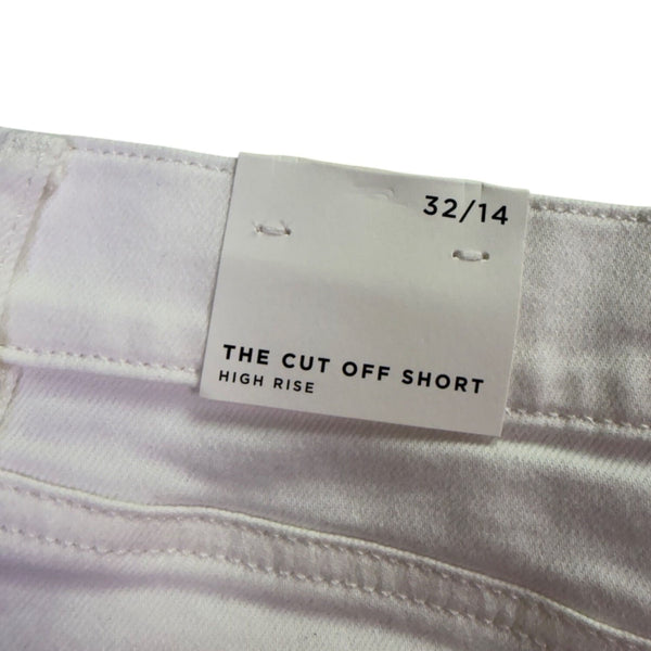 Loft Womens White Cotton Blend Frayed Hem Denim Shorts Casual Summer Size 32/14