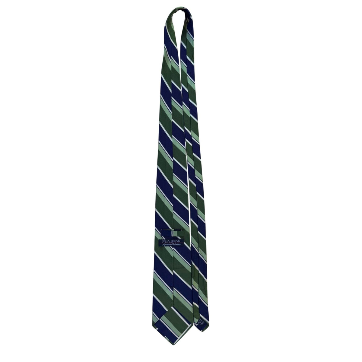 Jos. A. Bank Mens Green & Blue Silk Blend Striped Tie Italy Signature Collection