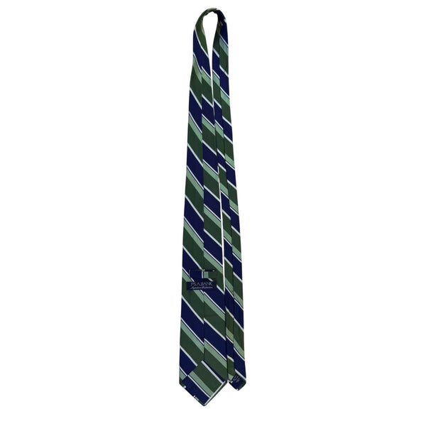 Jos. A. Bank Mens Green & Blue Silk Blend Striped Tie Italy Signature Collection
