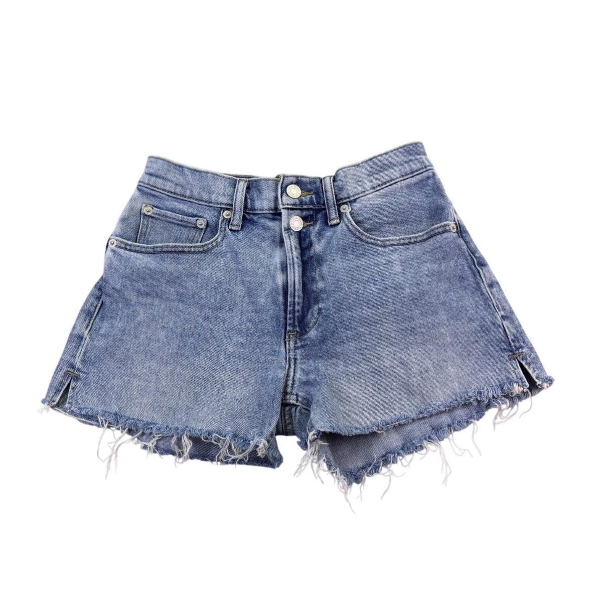 Lucky Brand Womens Blue Relaxed Denim Shorts With Distressed Hem Size 0
