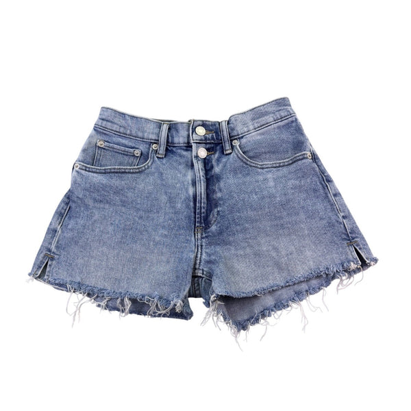 Lucky Brand Womens Blue Relaxed Denim Shorts With Distressed Hem Size 0