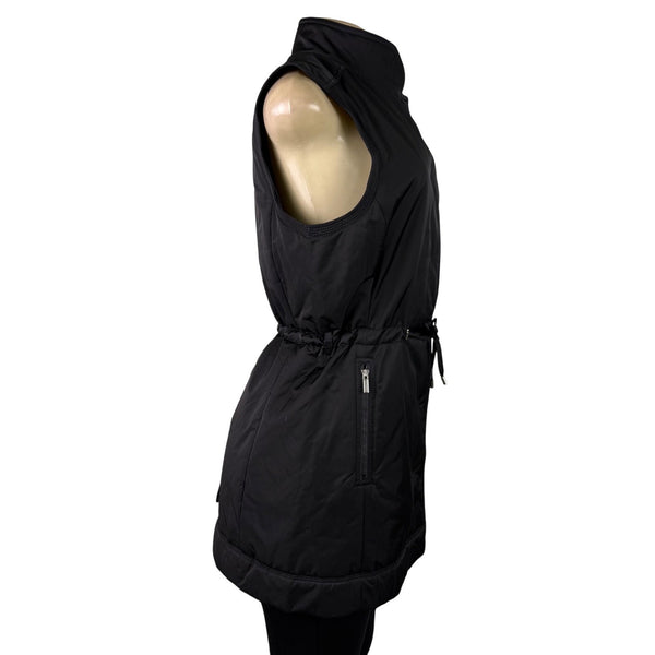 Rainforest Womens Black Sleeveless Vest Zip-Up Adjustable Waist Sz S