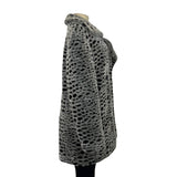 Unique New York Women's Grey Faux Leopard Fur Double-Breasted Coat Sz S