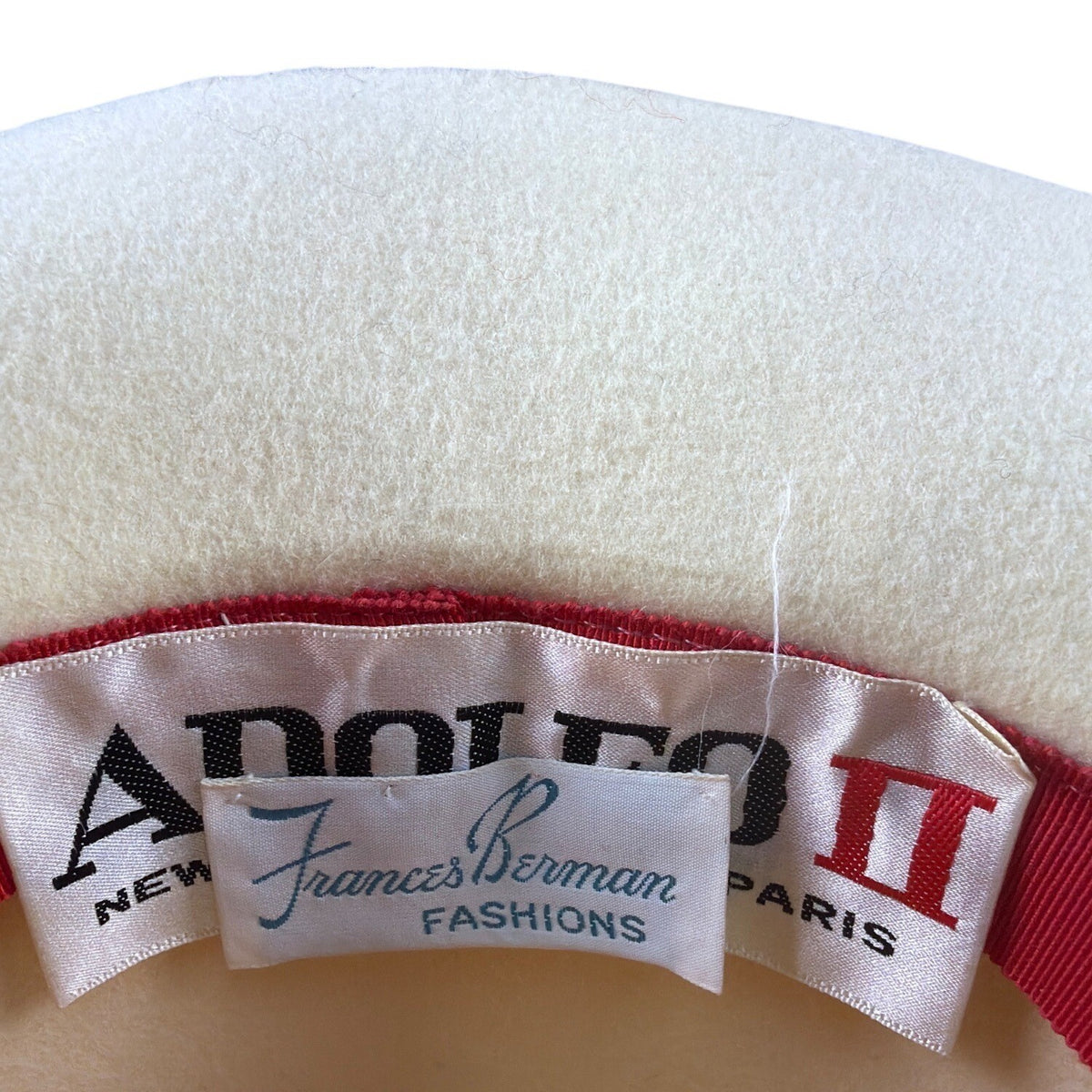 ADOLFO II Frances Berman Womens Ivory Felt Wide Brim Hat Accent Vintage