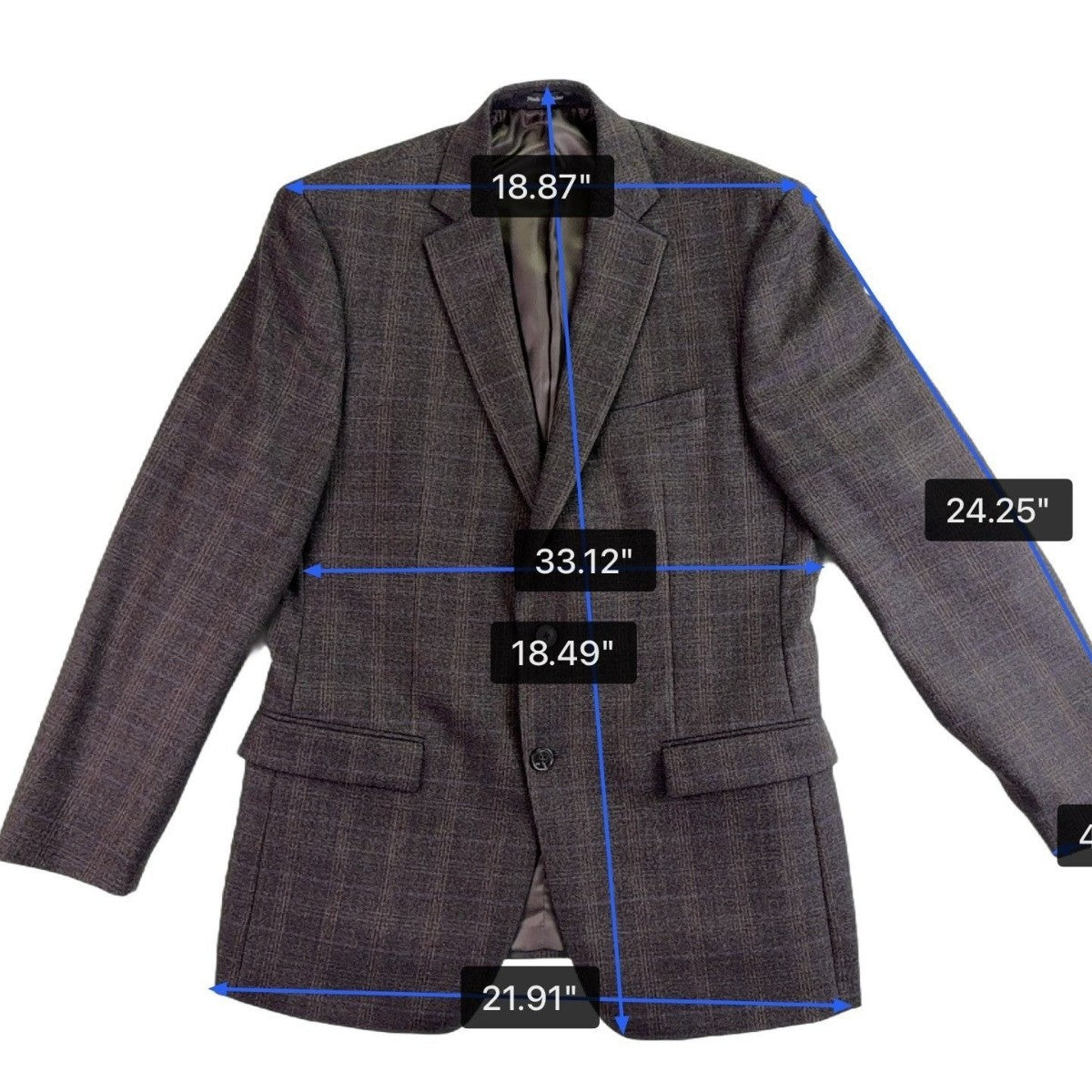 Calvin Klein Mens Gray Check Wool Blazer Jacket Stylish Plaid Formal Wear Sz40R