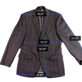 Calvin Klein Mens Gray Check Wool Blazer Jacket Stylish Plaid Formal Wear Sz40R
