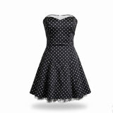 Jessica Mcclintock Womens Black Strapless Polka Dot Fit & Flare Dress Size 1/2