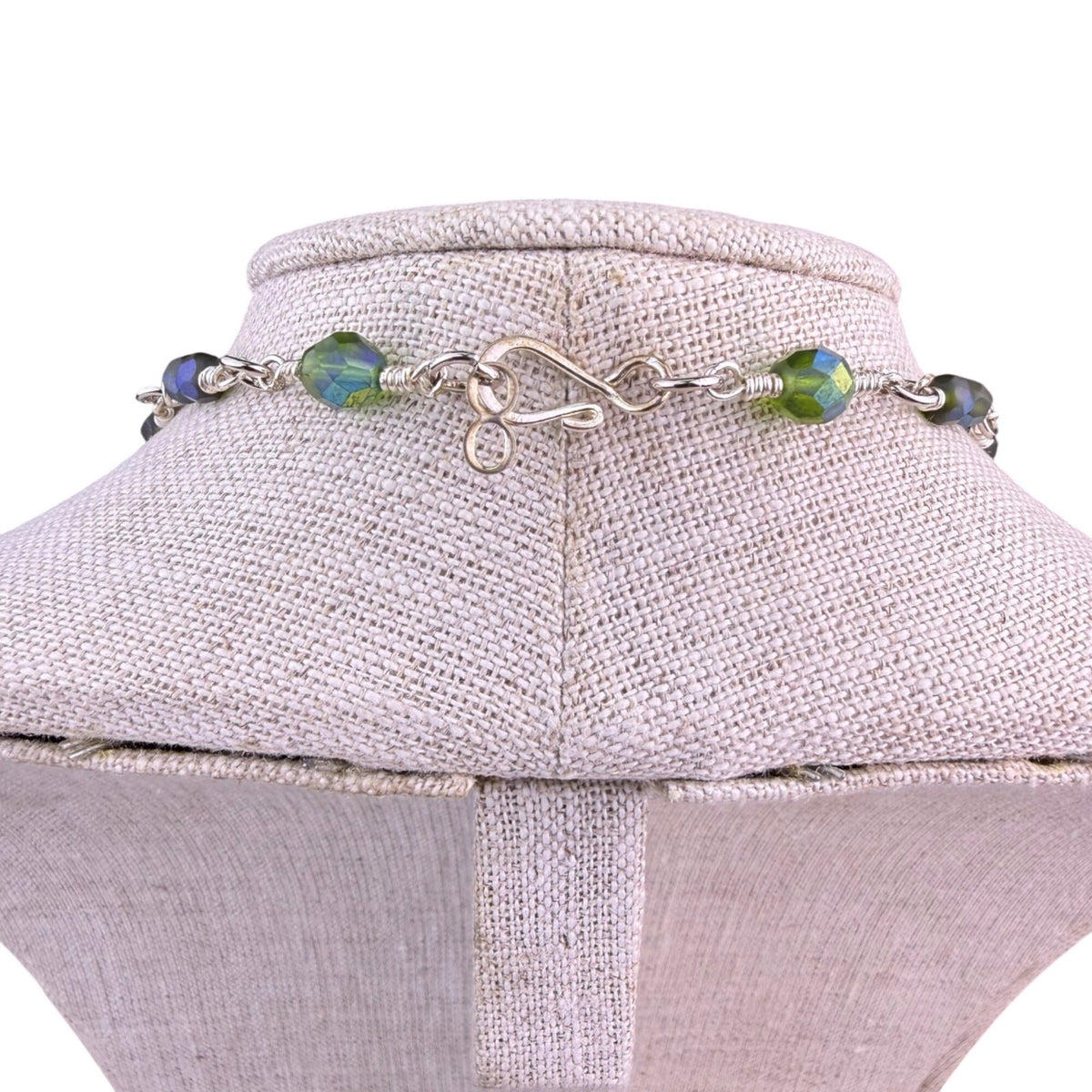 Womens Multicolor Natural Stone Beaded Necklace Silver Tone Handmade