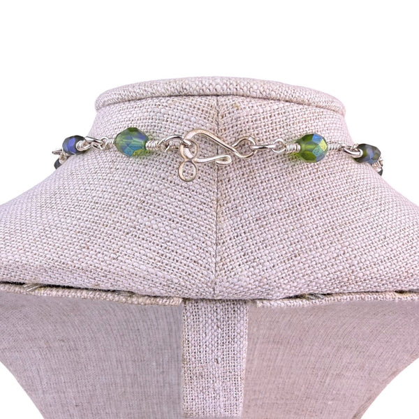 Womens Multicolor Natural Stone Beaded Necklace Silver Tone Handmade