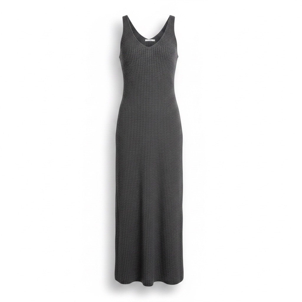 Crescent Womens Gray Ribbed Tank Maxi Dress Size M
