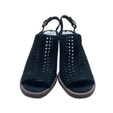 Via Spiga Womens Black Suede Slingback Perforated High Heel Sandals Sz 6M