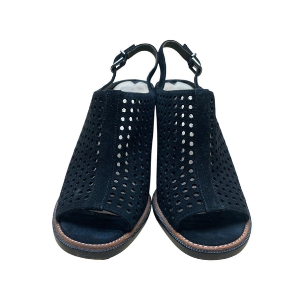 Via Spiga Womens Black Suede Slingback Perforated High Heel Sandals Sz 6M