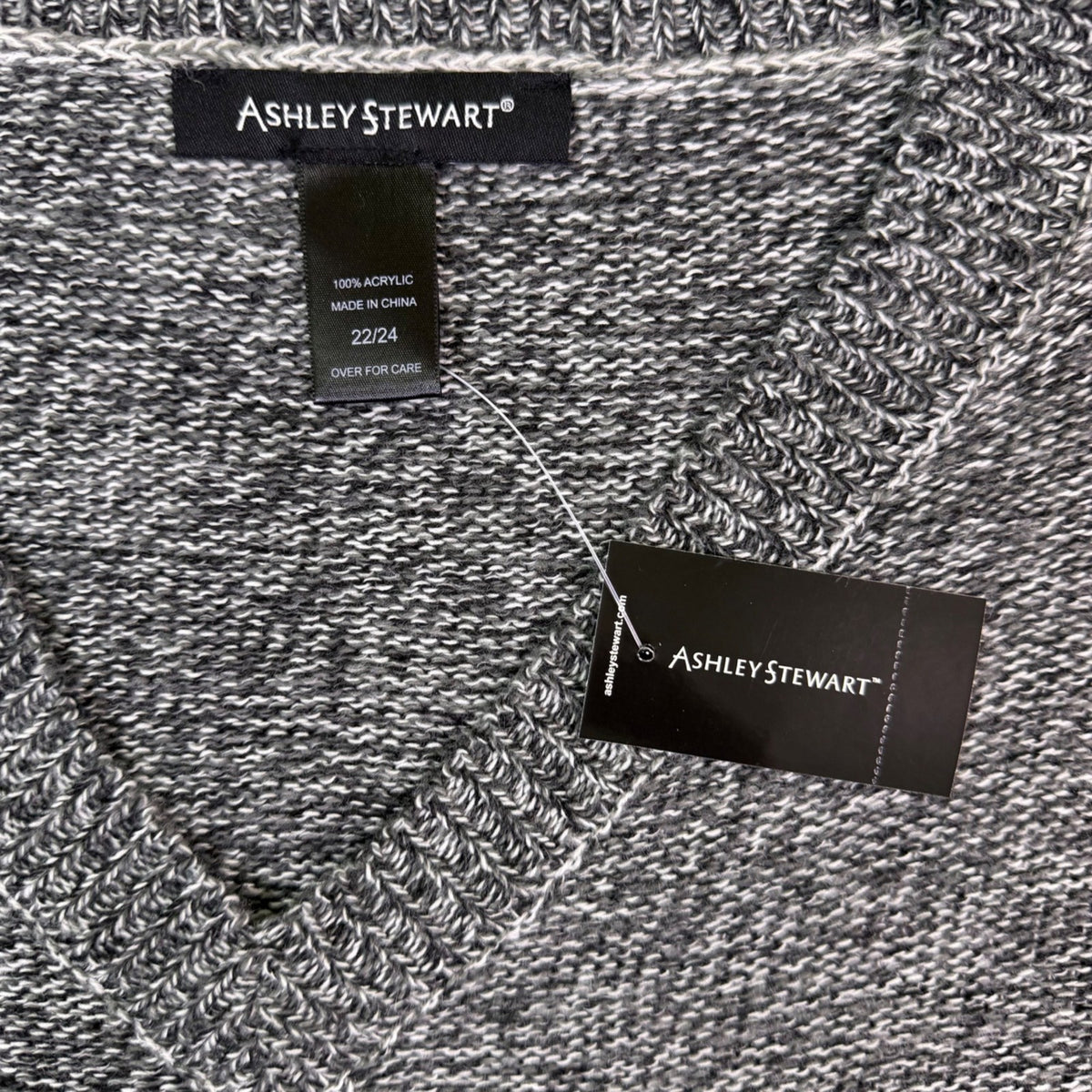 Ashley Stewart Womens Gray V-Neck & Long Sleeve Sweater Plus Size 22/24
