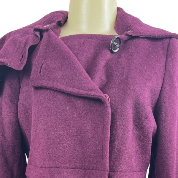 Elie Tahari Women's Purple Wool Peacoat Wide Lapel Sz 10 (EUR 41) - NWT
