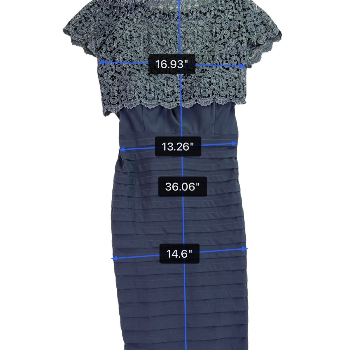 Betsy & Adam Womens Navy Cocktail Shift Dress With Metallic Lace Size 14