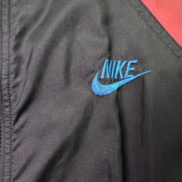 Nike Mens Black Teal Burgundy Nylon Windbreaker Jacket Full Zip Retro Style