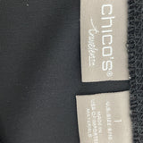 Chicos Travelers Black Velvet Beaded Long Sleeve Top Size 1 (8/10)