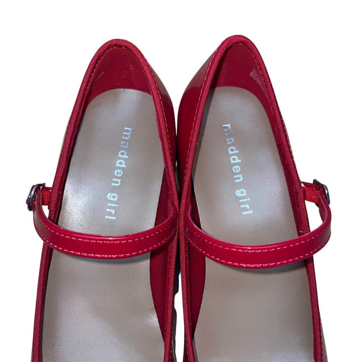 Madden Girl Women’s Red Patent Low Block Heel Tutu Mary Jane Shoes Size 7