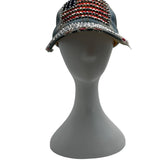American USA Flag Rhinestone Distressed Design Denim Cap With Adjustable Strap
