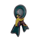 Lucinda Womens Green Handcrafted Ribbon Pin Multicolor Painted Design Brooch