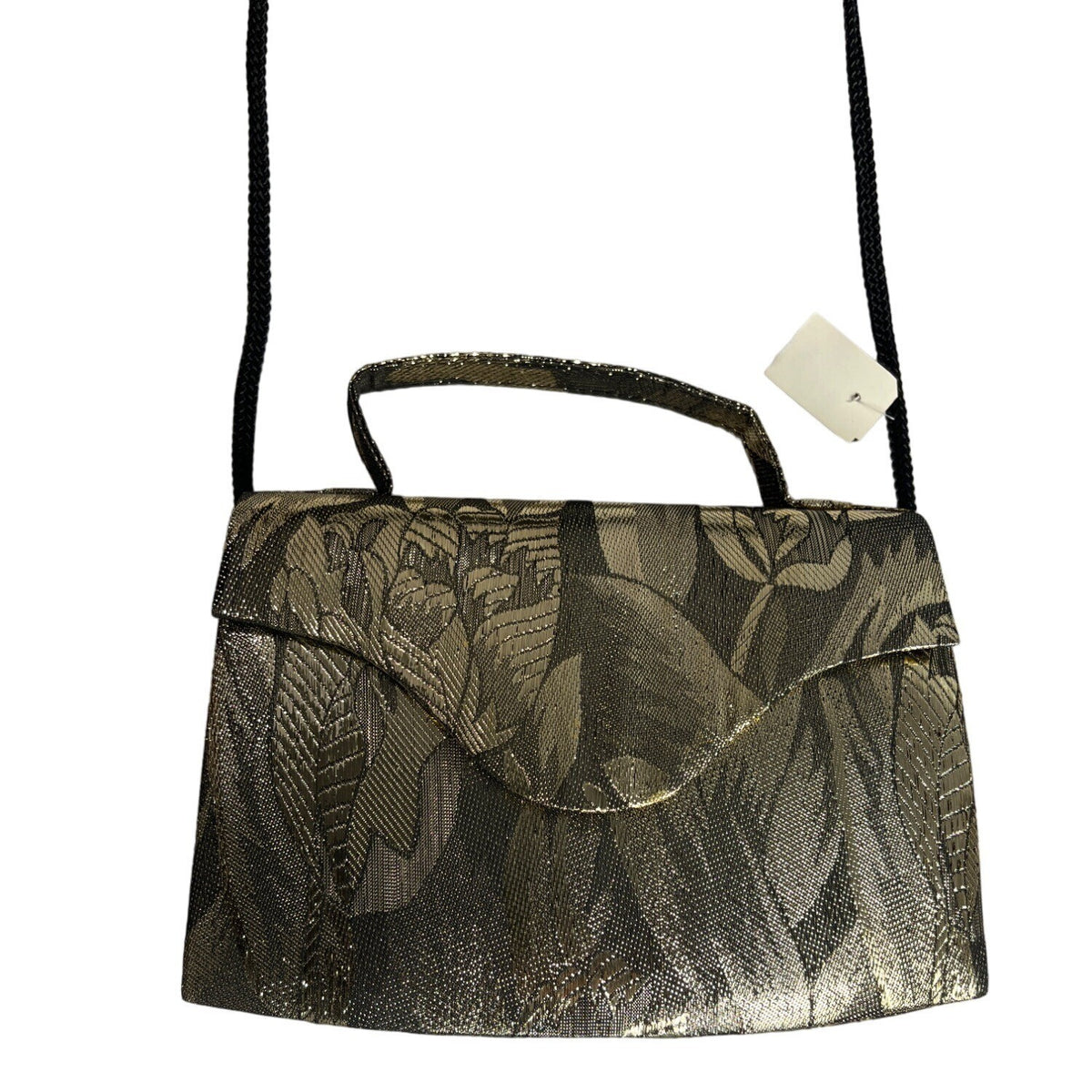 Epstein's Women's Gold Plant Canvas With Magnet Snap Crossbody Bag Sz S - NWT