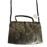 Epstein's Women's Gold Plant Canvas With Magnet Snap Crossbody Bag Sz S - NWT
