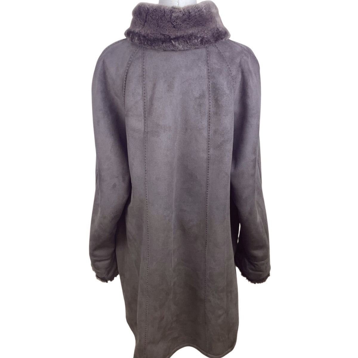 Portrait Women's Brown Button Up Collard Coat Lined With Faux Fur Sz 1X