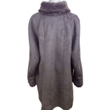 Portrait Women's Brown Button Up Collard Coat Lined With Faux Fur Sz 1X