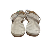 Women's Beige Pineapple Faux Pearls Rhinstone Strap Sandals Sz 42 (11.5 US)