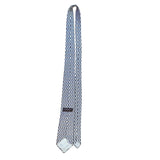 Saint Laurent Mens Ivory & Blue 100% Silk Neck Tie Rope Grid Pattern