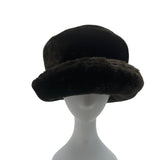 Vintage Black Faux Fur Cloche Hat For Women