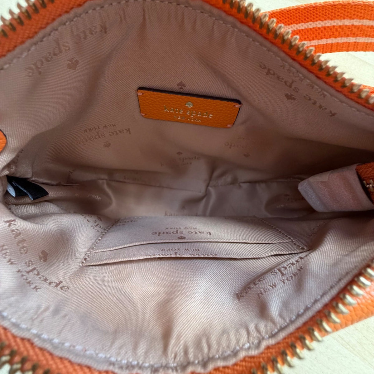 Kate Spade Women’s Orange Leather Adjustable Strap Stylish Pebbled Belt Bag