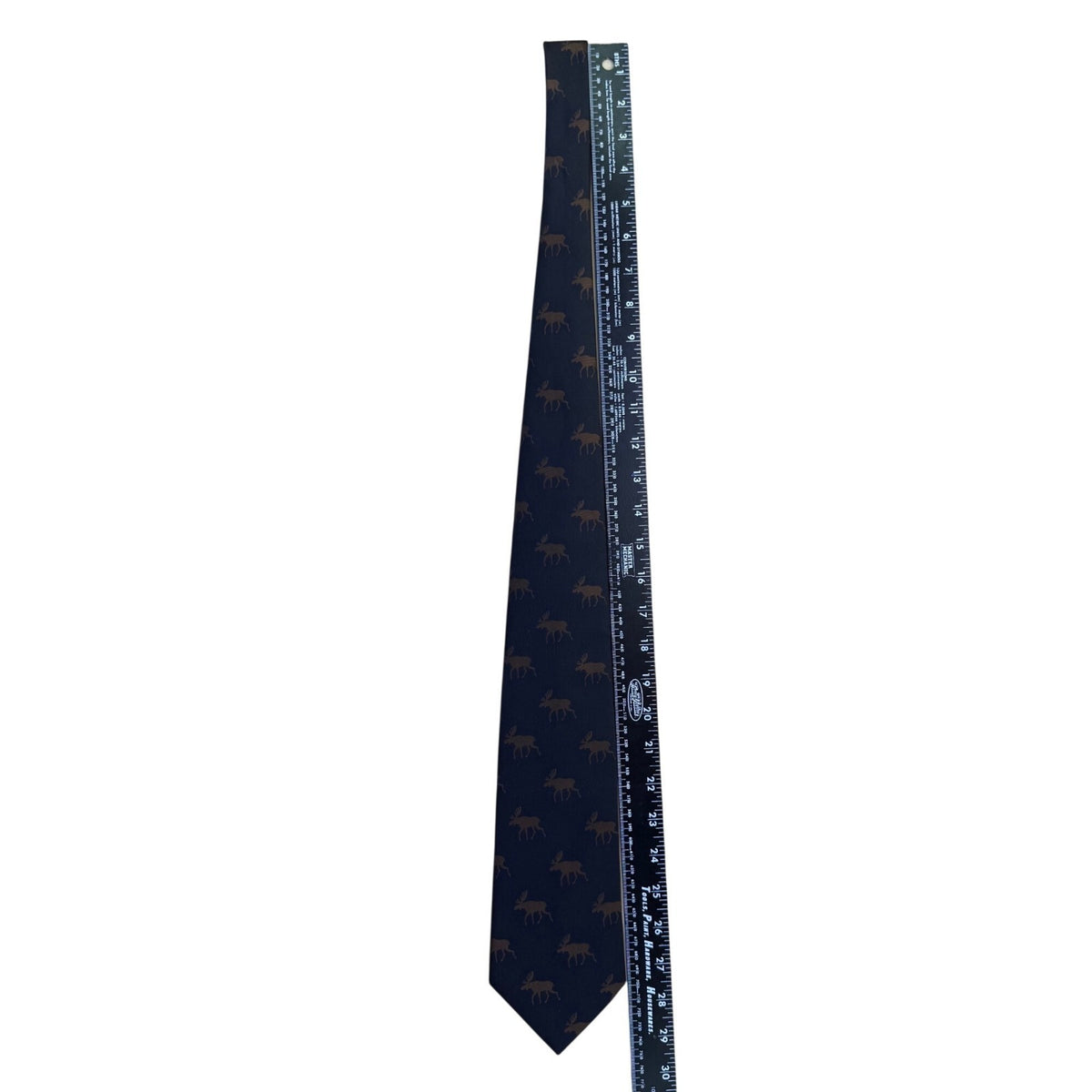 Vifa Mens Navy Blue Polyester Moose Print Neck Tie