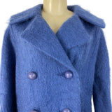 Vintage Sandison Womens Blue Double-Breasted Coat With Buttons