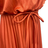 Vintage Style Rust Orange Maxi Dress With Belt & Flutter Sleeves S/M