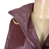 Tfc Women Maroon 100% Genuine Leather Belted Trench Coat Lined With Rayon Sz 8