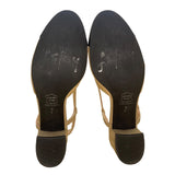 French Sole Ny Women’s Camel Black Leather Slingback Cap-Toe Heels Size 8B