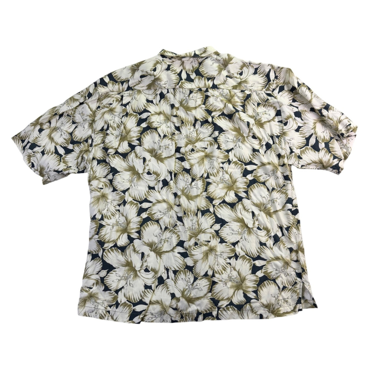 Tommy Bahama Mens Beige & Navy Floral Short Sleeve Hawaiian Shirt Size XL