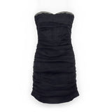 Thirty Thirty Womens Black Strapless Mini Dress Elegant Ruched Cocktail Sz S