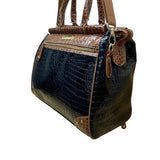 Samantha Brown Women’s Black & Brown Croc-Embossed Rolling Carry-On Luggage