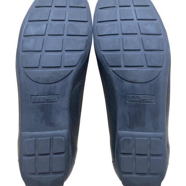 LL Bean Women’s Black Leather Bow Accent Classic Slip-On Ballet Flats Size 8M