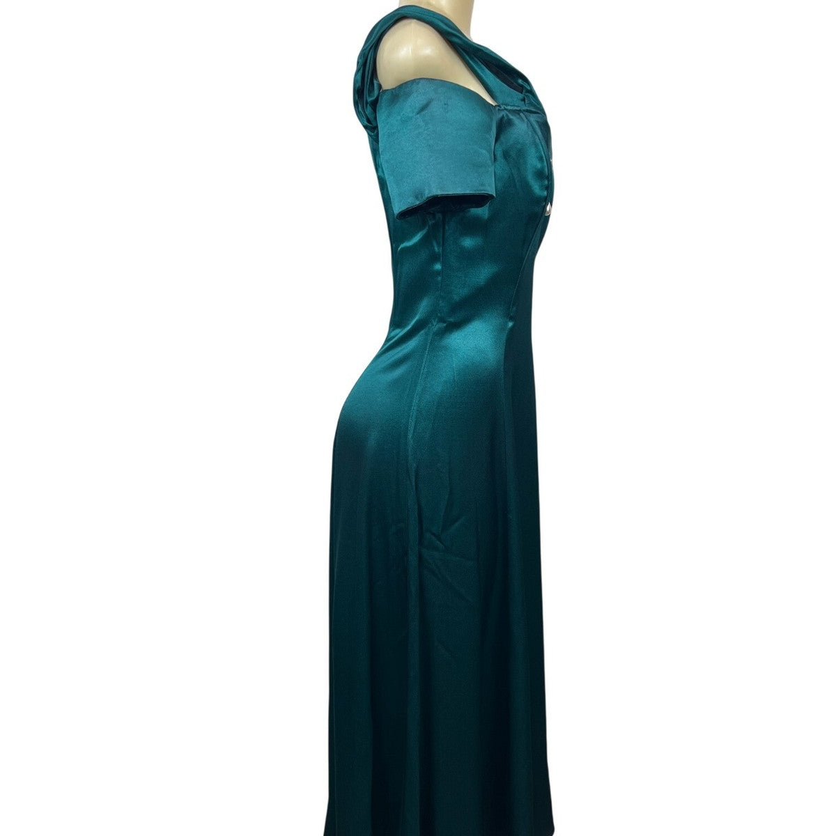 Scott McClintock Womens Teal Satin Short Sleeve Dress W/ Embellishment Size 8 Ne