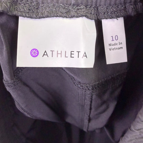 Athleta Womens Black  Prima Capri Pants Drawstring Waist Size 10