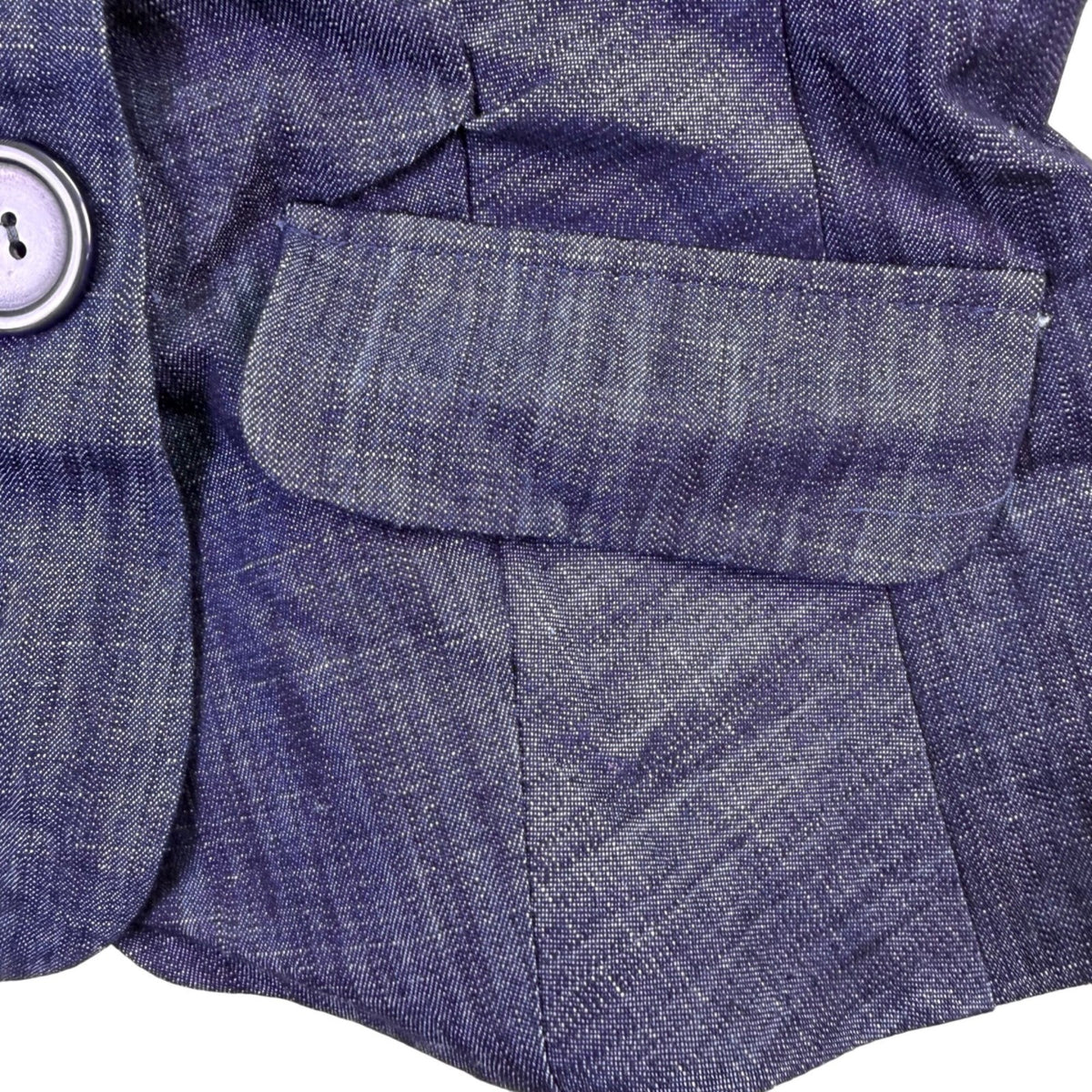 LVLX Womens Navy Blue Cotton Blazer Short Sleeve Fitted Button-Up Jacket Size S