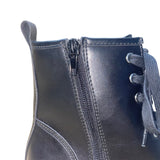 Madden Women’s Black Faux Leather Lace-Up Side Zipper Keen Combat Boots Size 9M