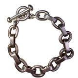 Lisa Greene Womens Silver Tone 950 Silver Toggle Clasp Chain Bracelet 7 Inches