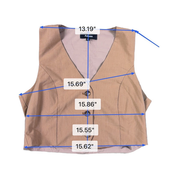 Aakaa Womens Beige Polyester-Rayon Buttoned Vest Stylish & Lightweight Sz M