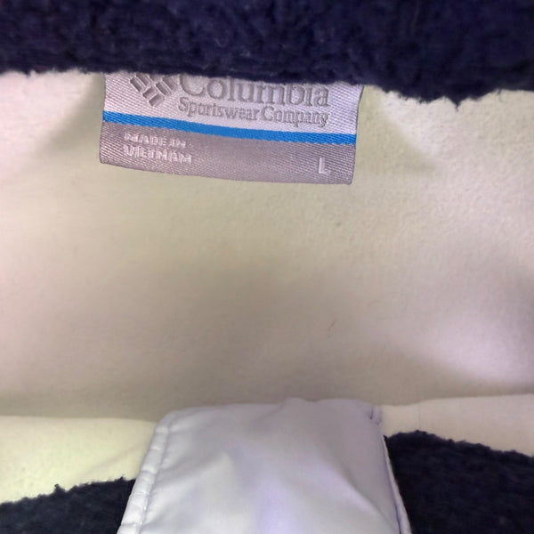 Columbia Womens Navy & White Half-Zip Fleece Pullover Warm Layer Sz L