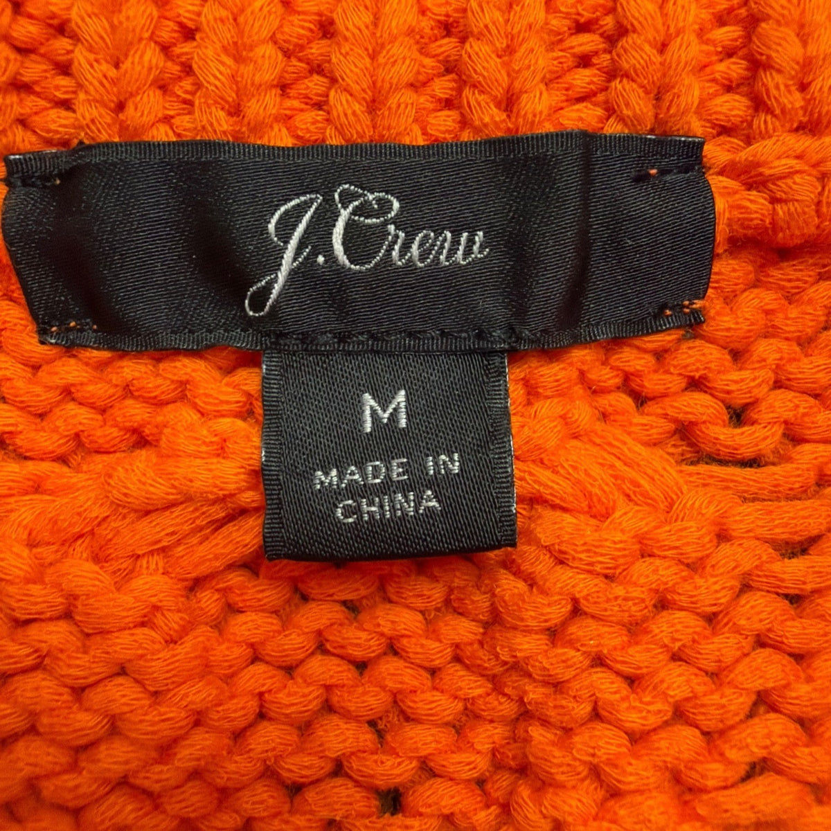 J. Crew Womens Bright Orange Cable Knit Sweater Cozy Lightweight Sz M